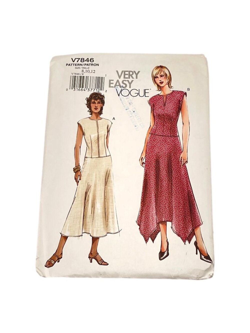 Vogue V7846 Sewing Pattern Dress Size  8 10 12 Very Easy Uncut